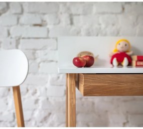 Birou cu bază din lemn de frasin Ragaba Luka, lungime 65 cm, alb
