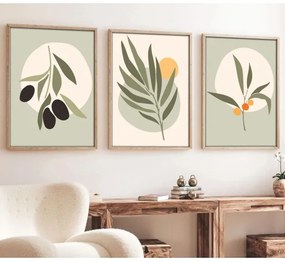 SET 3x pictură în ramă foto 50x70 cm frunze