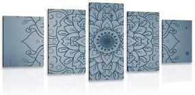 Tablou 5-piese floare albastră închisă de Mandala