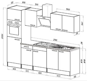 Mobilă de bucătărie Yorki 270 cu corp alb și față alb satinat