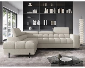 Colțar crem extensibil/cu spațiu de depozitare cu tapițerie din țesătură bouclé (cu colț pe partea stângă/în formă de ”L”) Ferucce – ELTAP