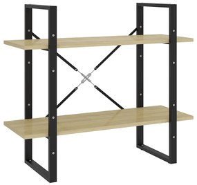 vidaXL Bibliotecă cu 2 rafturi, stejar sonoma, 80x30x70 cm, PAL