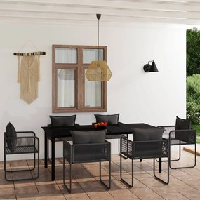 Set mobilier de gradina, 7 piese, negru Lungime masa 200 cm, 7