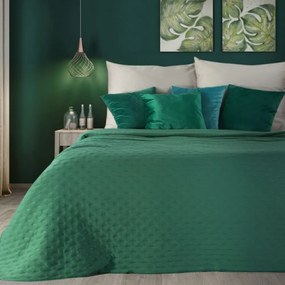 Cuvertură de pat verde într-o singură culoare, cu un model delicat Lăţime: 170 cm | Lungime: 210 cm