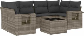 vidaXL Set canapele de grădină cu perne, 7piese gri deschis poliratan