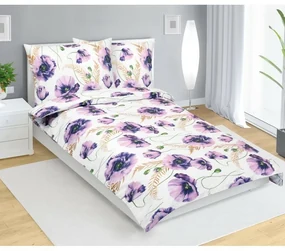 Bellatex Lenjerie de pat din bumbac Violet cuflori, 140 x 200 cm, 70 x 90 cm
