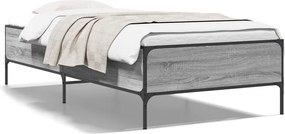 vidaXL Cadru de pat, gri sonoma, 75x190 cm, lemn prelucrat și metal