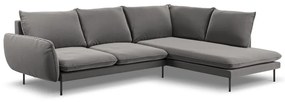 Coltar Vienna 6 locuri velvet picioare negre L275 cm