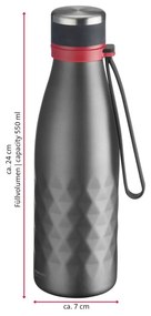 Sticlă gri de călătorie din silicon și oțel inoxidabil 550 ml Viva – Westmark