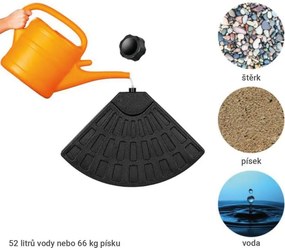 STILISTA Suport umbrelă, 48 x 48 x 7,5 cm, negru