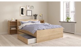 Pat matrimonial în culoare naturală cu aspect de lemn de stejar fără somieră 140x200 cm Naia – Tvilum