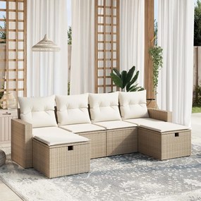 vidaXL Set canapele de grădină cu perne, 6 piese, bej, poliratan