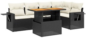 3271742 vidaXL Set mobilier de grădină cu perne, 6 piese, negru, poliratan