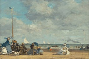 Tablou - Eugène Boudin, Beach  at Trouville, reproducere (90x60 cm)