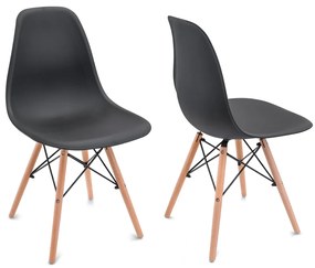 Scaune de sufragerie 4buc negre, stil scandinav Classic