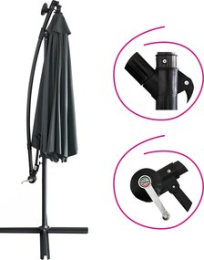Umbrelă de soare de grădină LED, gri, 3 m, LINDAN