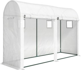 Outsunny Seră de Grădină, Seră Mică pentru Balcon cu Prelată PE și Cadru din Oțel, Uși și Ferestre Rulante 300 x 100 x 200 cm alb | Aosom Romania