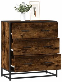 vidaXL Dulap, stejar fumuriu, 68x35x76 cm, lemn prelucrat și metal