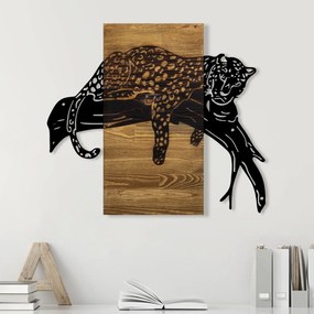 Accesoriu decorativ de perete din lemn Leopard