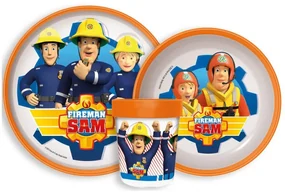 Pompierul Sam set de masă antiderapant, set din plastic micro