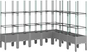 vidaXL Jardinieră de grădină cu spalier gri deschis 200x160x142,5cm PP