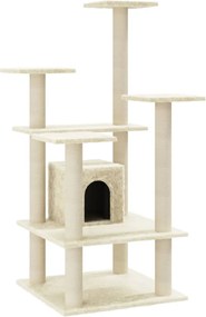 vidaXL Ansamblu pisici cu stâlpi din funie de sisal, crem, 110 cm