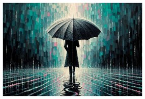 Tablou zi ploioasă cu umbrelă