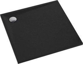 Cadita de dus patrata din compozit Omnires Stone negru mat 90x90 cm