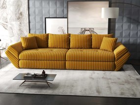 Canapea extensibilă dumonde cu ladă de depozitare si sezut confortabil din spuma high-density, Loana Ambience Mustar 300x100 cm