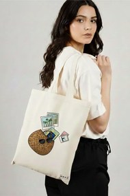 Sacosa de Panza pentru Cumparaturi, Geanta Tote Travel Girl 12, 38x34.5 cm, Alba, BEKZ®
