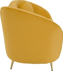 Canapea cu 2 locuri de design, ţesătură Velvet galbenă/gold crom auriu, EZIO TYP 2