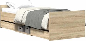 vidaXL Cadru pat cu tăblie la cap/picioare, stejar sonoma, 75x190 cm