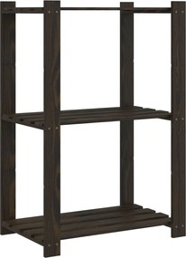 vidaXL Suport depozitare 3 niveluri, negru, 60x38x90cm, lemn masiv pin