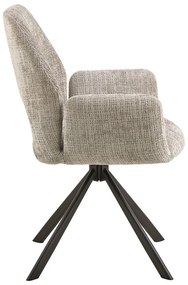 Scaun de sufragerie gri deschis cu cotiere tapițat Graham – Actona