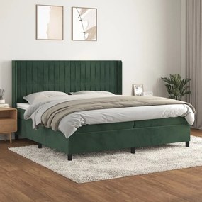 3132822 vidaXL Pat box spring cu saltea, verde închis, 200x200 cm, catifea