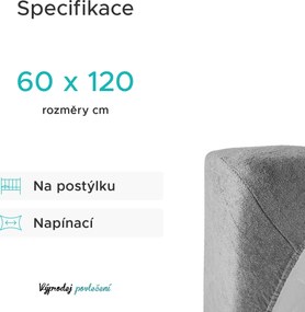 Cearsaf Frotir pentru patut cu elastic gri deschis 60x120 cm