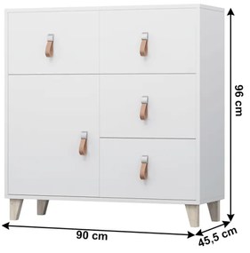 Noptiera FIERA 4S1D Alb