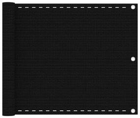 vidaXL Paravan de balcon, negru, 75x500 cm, HDPE
