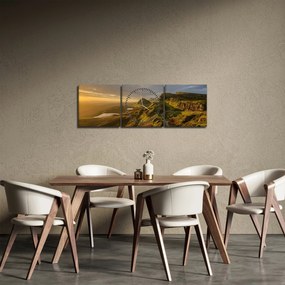 Tablou cu munți (cu ceas) (90x30 cm)