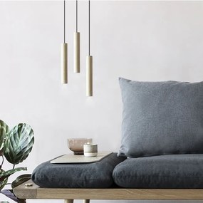 Lustra cu 3 pendule design minimalist din lemn cu spot LED încorporat Chimes 3 - oak