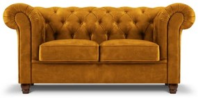 Canapea Lapis cu 2 locuri si tapiterie din catifea, galben