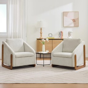 Scaun modern de accent pentru living, Bej | Aosom Romania