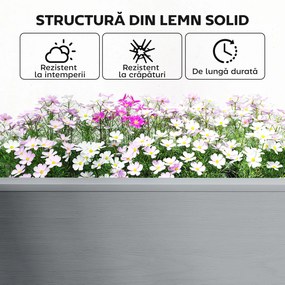 Outsunny Strat Înălțat pentru Grădină, Jardinieră cu Raft, 149x46x76cm, Gri | Aosom Romania