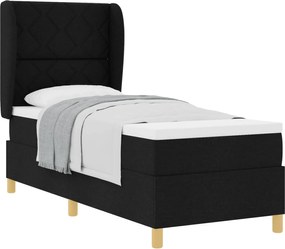 vidaXL Pat cu arcuri cu saltea cu headboard Negru 200 x 80 cm țesătură