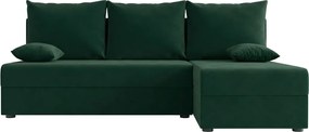 Set de canapea extensibila reversibila in forma de L VALERIO SLIM 200x140 cm, verde inchis + 2 perne GRATUIT
