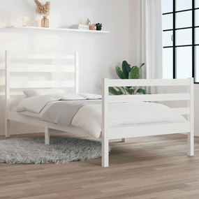3103699 vidaXL Cadru de pat, 90x200 cm, lemn masiv de pin, alb