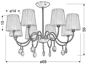 Lustră pe tijă SORENTO 8xE14/40W/230V neagră