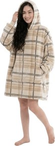 Patura cu maneci si gluga, imitatie de miel PLAID, cremova