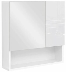 Dulap de baie cu oglinda, 54 x 15 x 55 cm, alb, MDF / PAL, Vasagle