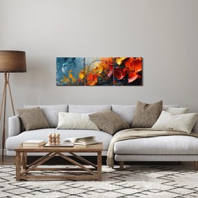 Tablou - Pictură abstractă de flori III. (cu ceas) (90x30 cm)